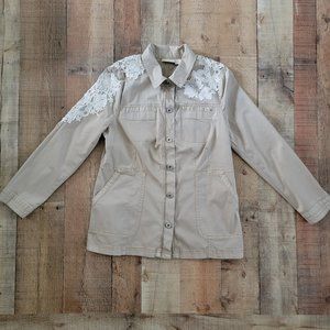 Chico's Lace Applique Utility Jacket